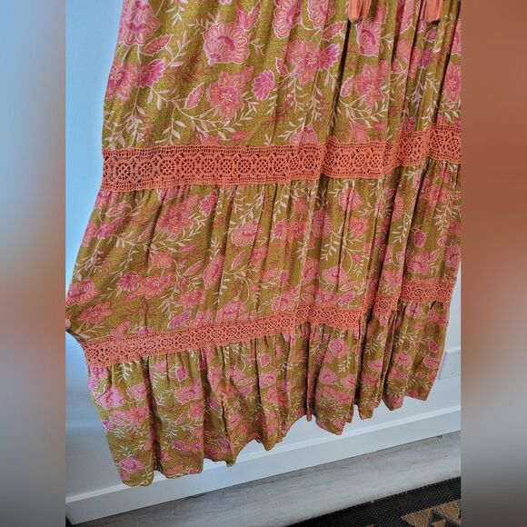 Downeast Floral Tiered Maxi Dress Bohemian Gypsy Hippie Cottage Prairie Large - Picture 11 of 14